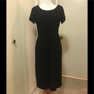 Vintage I. Magnin Black Embellished Wiggle Dress